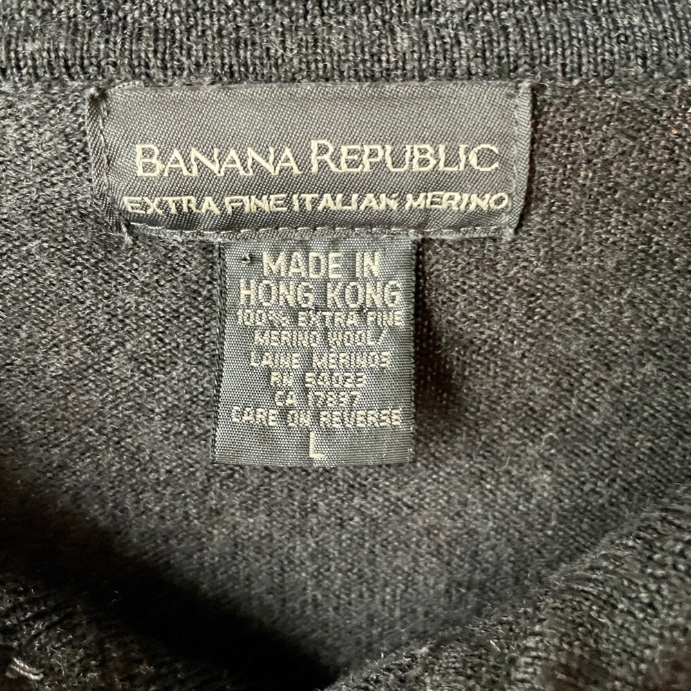 Banana Republic mens 100% extra fine Italian merino wool collared sweater L gray - Picture 4 of 8